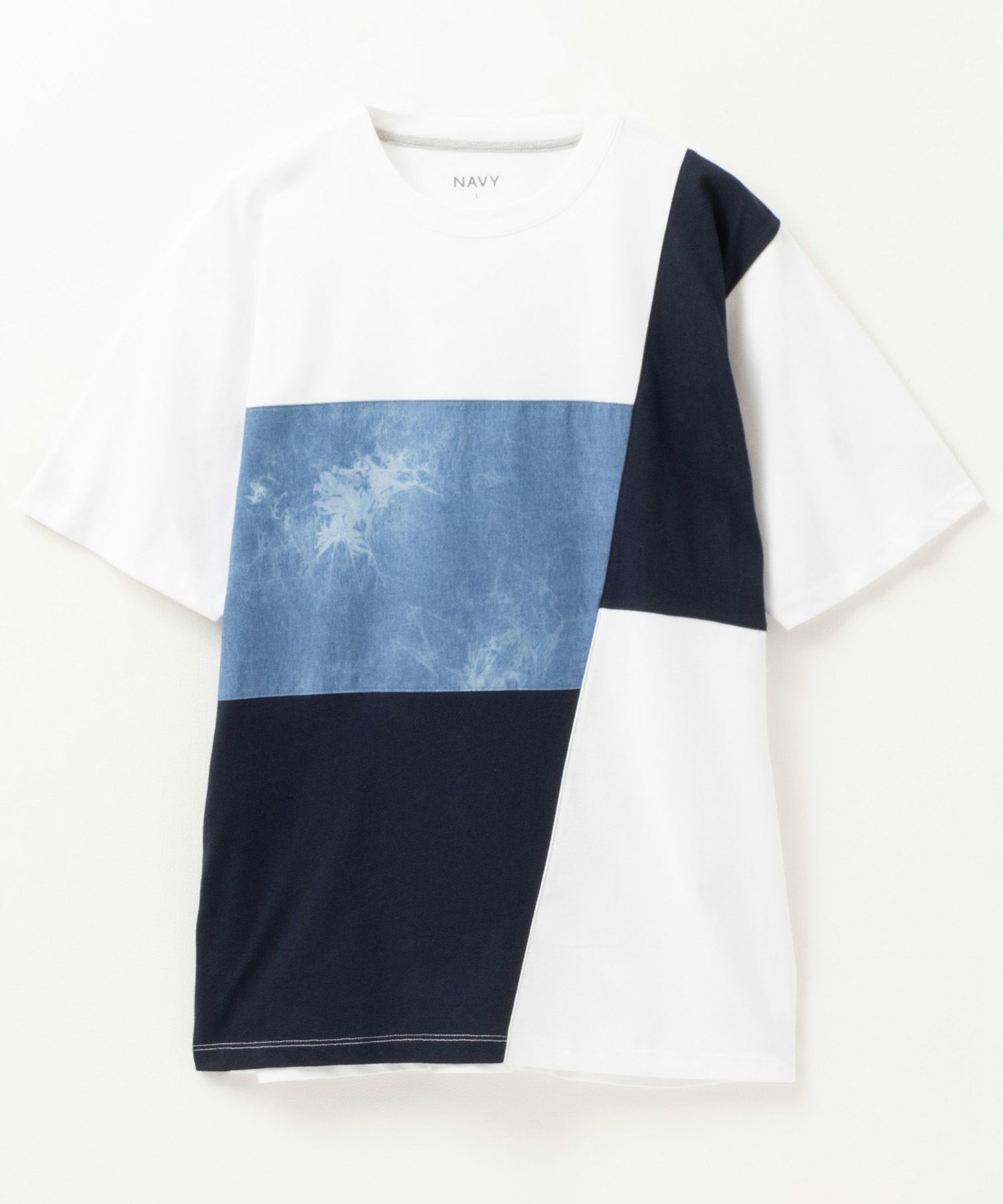 NAVY SARARI ブロック切替え半袖Ｔシャツ メンズ ネコポス 対応商品