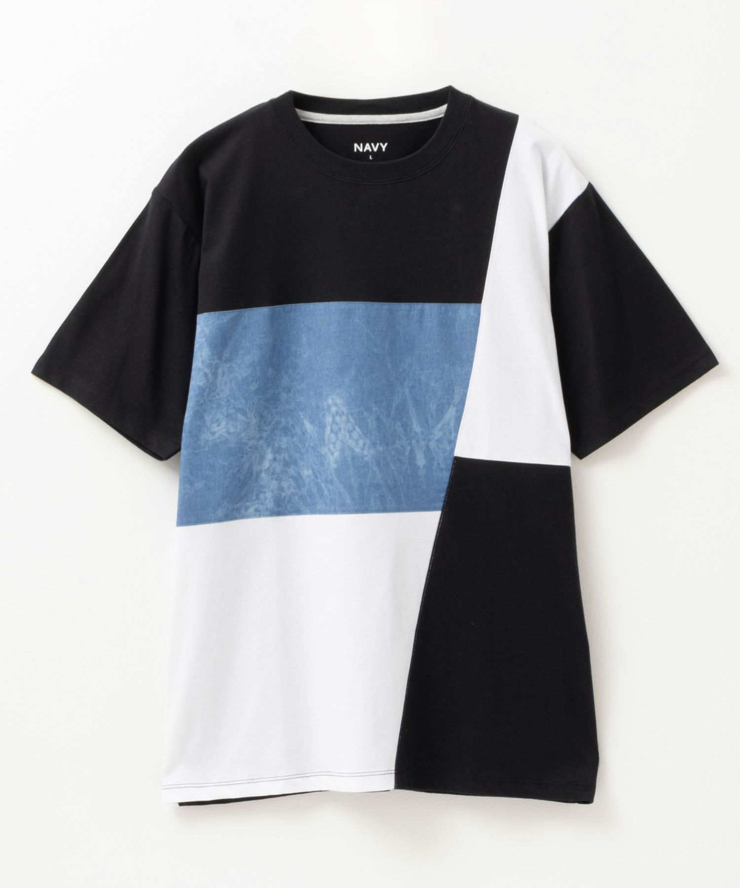 NAVY SARARI ブロック切替え半袖Ｔシャツ メンズ ネコポス 対応商品