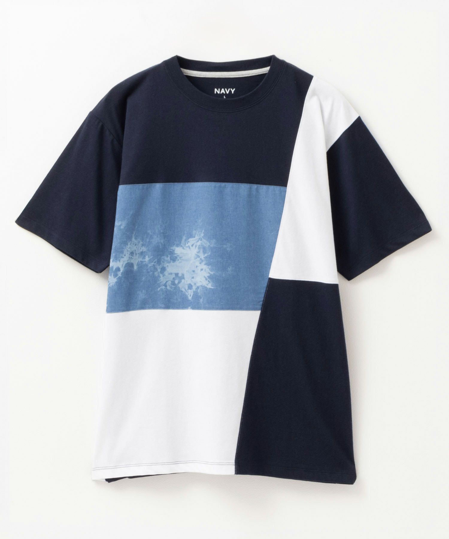 NAVY SARARI  ブロック切替え半袖Ｔシャツ メンズ メール便 対応商品商品画像-22