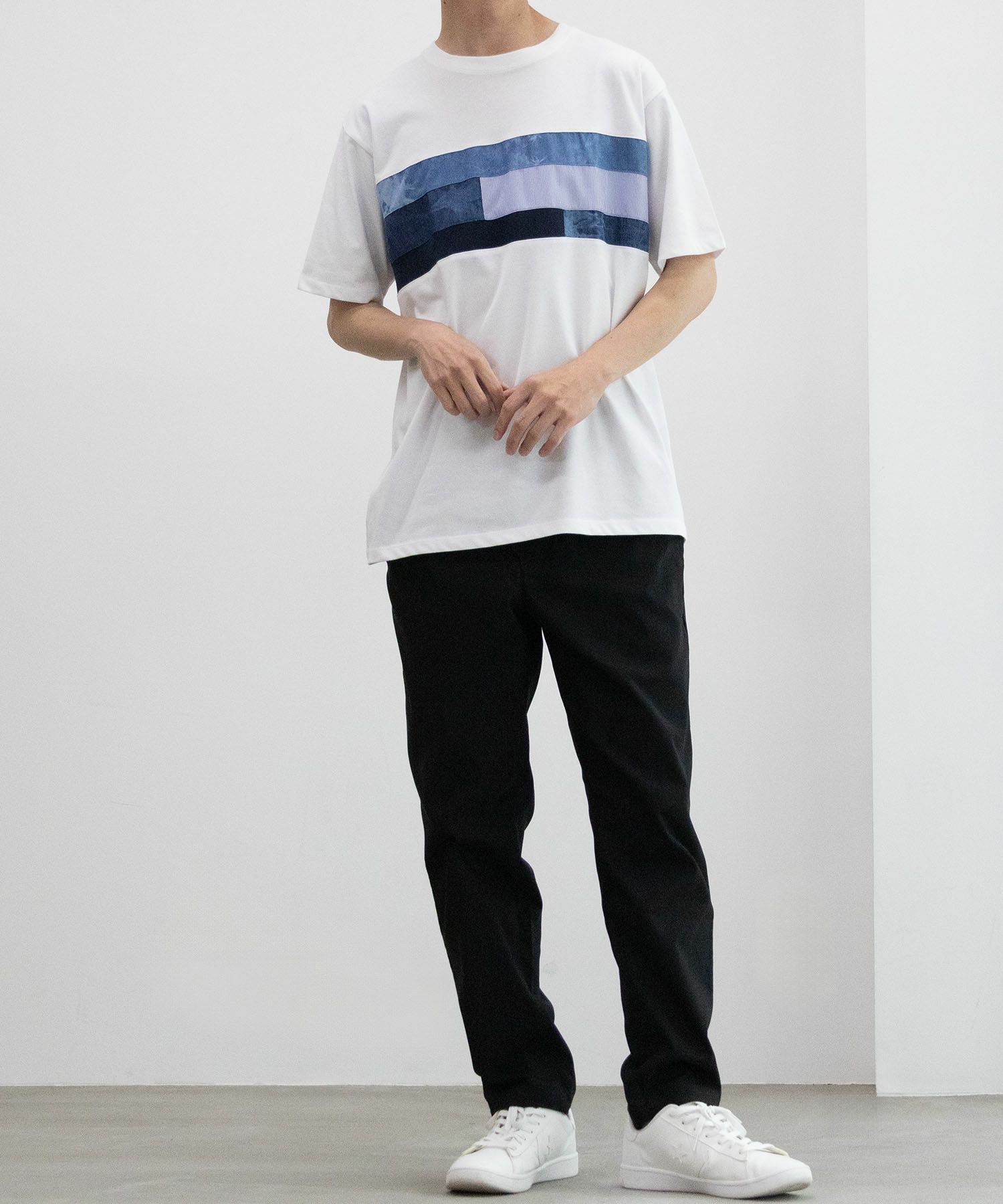 NAVY SARARI  パネル切替えＴシャツ メンズ メール便 対応商品商品サムネイル-4