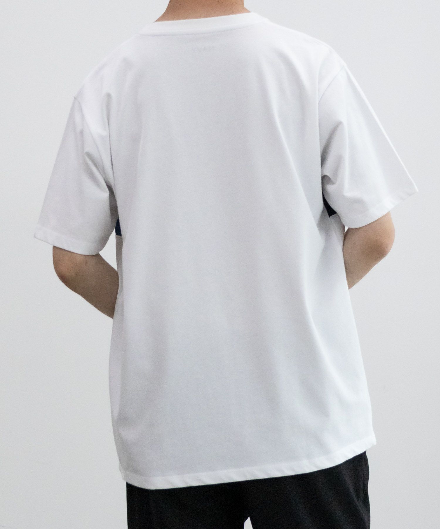 NAVY SARARI  パネル切替えＴシャツ メンズ メール便 対応商品商品サムネイル-8