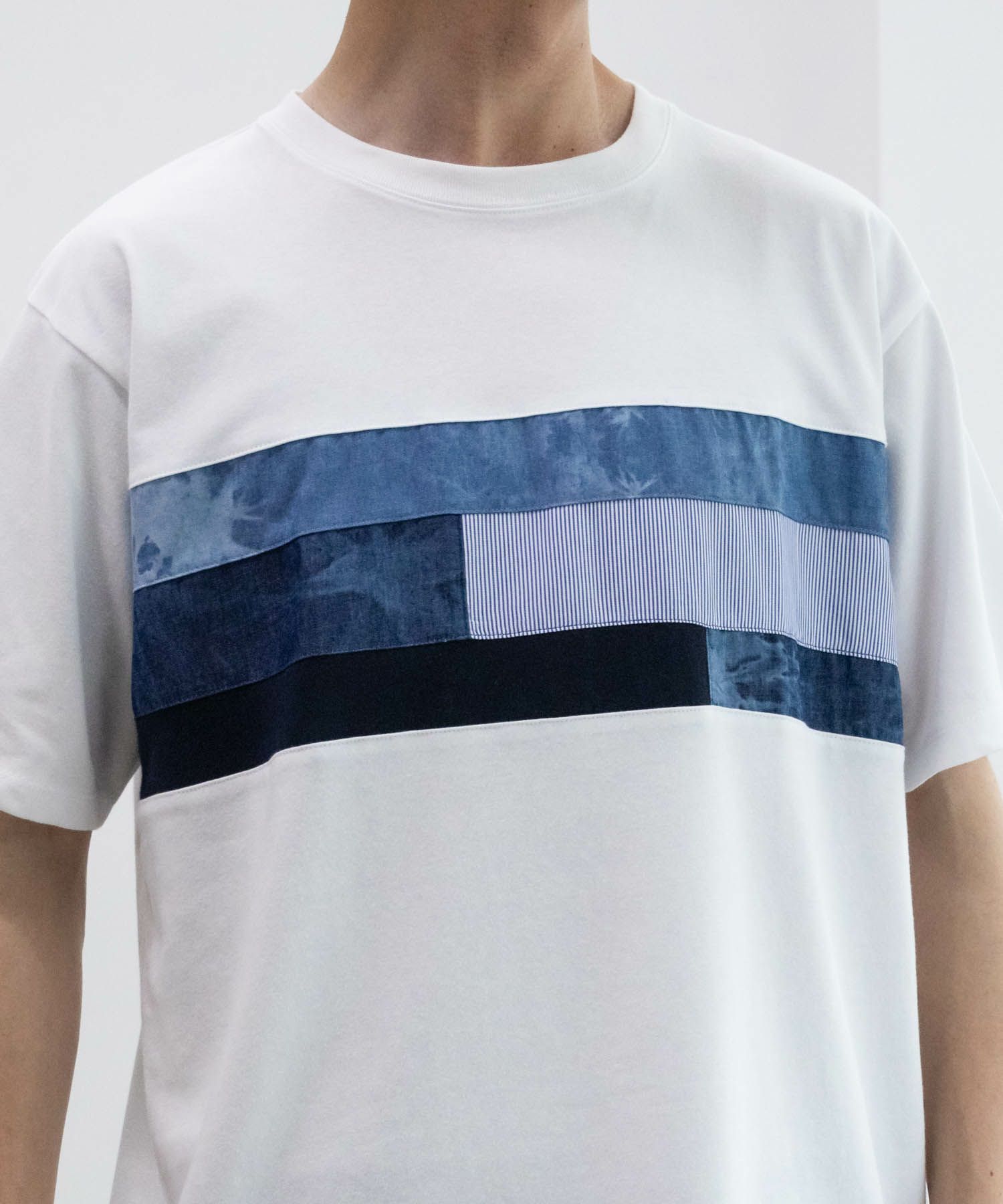 NAVY SARARI  パネル切替えＴシャツ メンズ メール便 対応商品商品画像-9