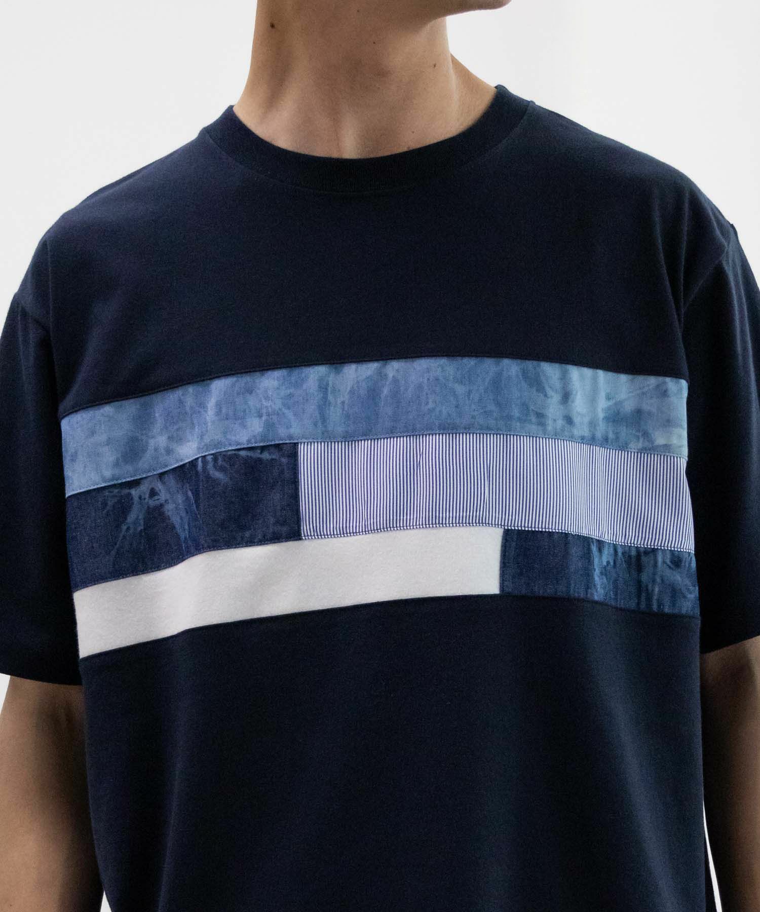 NAVY SARARI パネル切替えＴシャツ メンズ ネコポス 対応商品