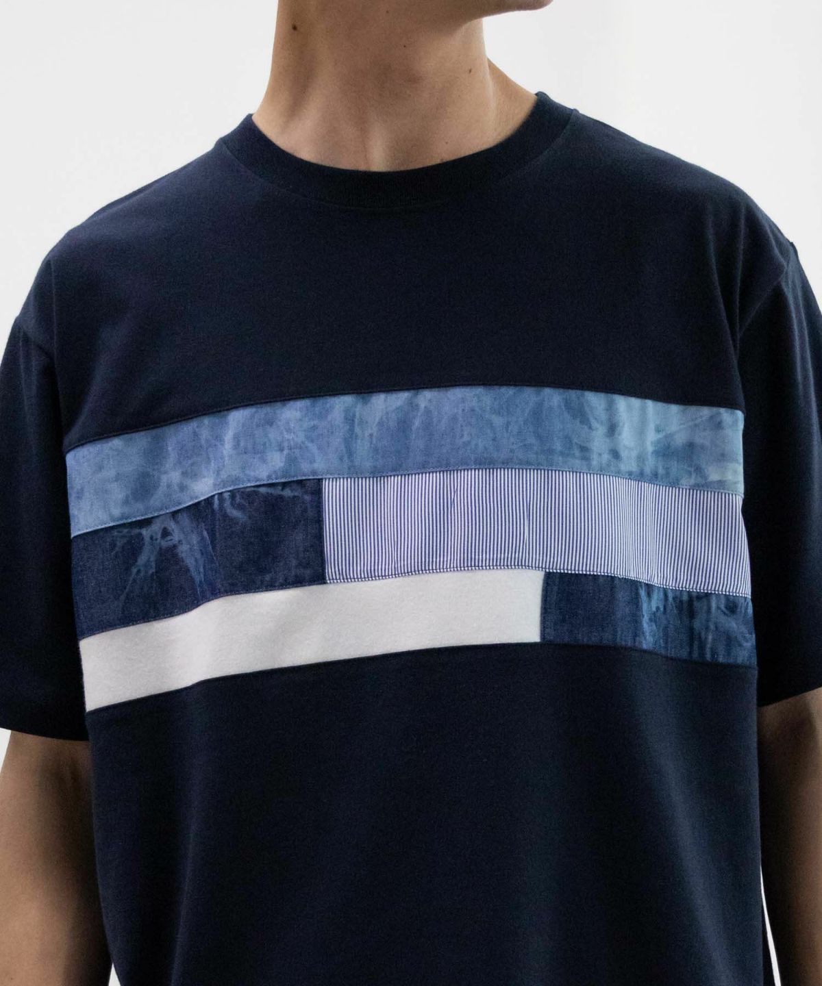 NAVY SARARI パネル切替えＴシャツ メンズ ネコポス 対応商品