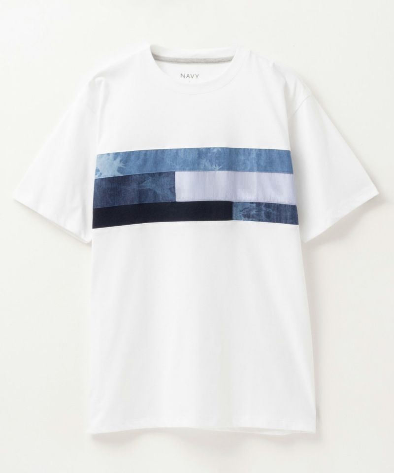 NAVY SARARI  パネル切替えＴシャツ メンズ メール便 対応商品商品画像-18
