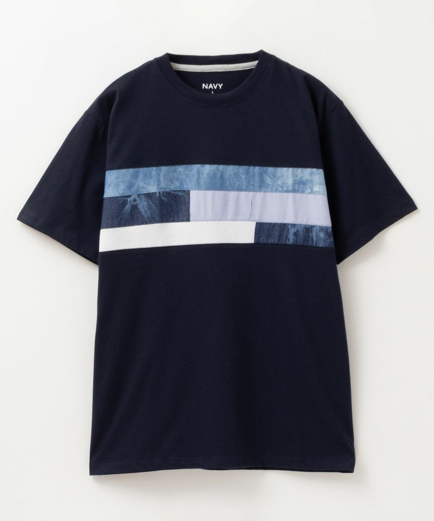 NAVY SARARI  パネル切替えＴシャツ メンズ メール便 対応商品商品画像-22