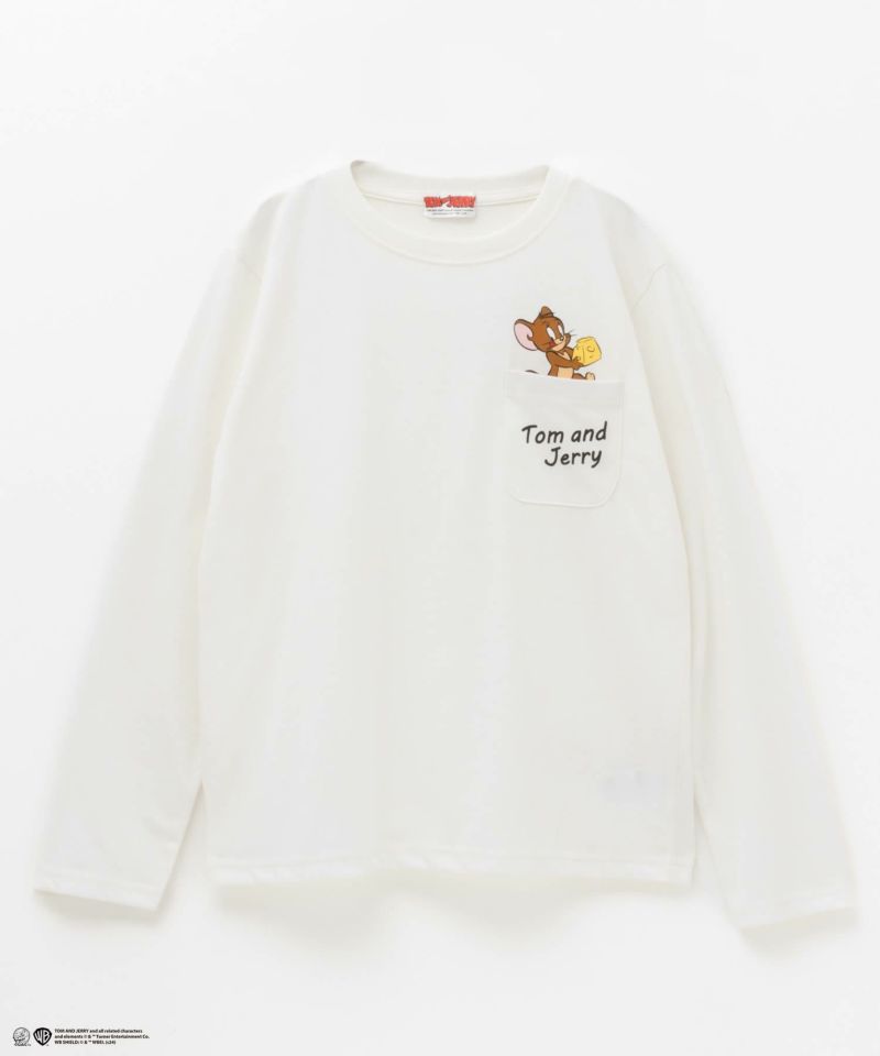 Tom and Jerry ポケット付きプリント長袖Tシャツ キッズ ネコポス 対応商品商品画像-1