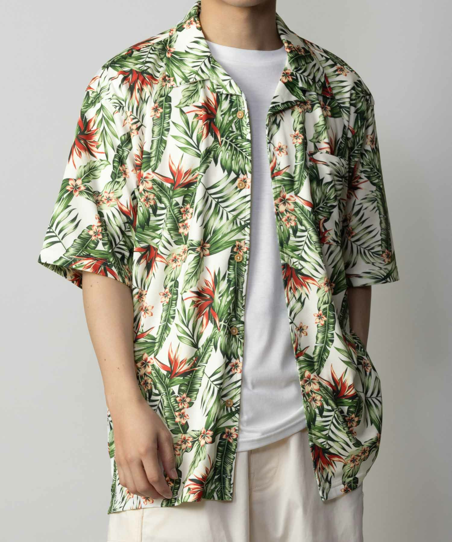 SARARI NAVY メッシュアロハシャツアンサンブル メンズ 