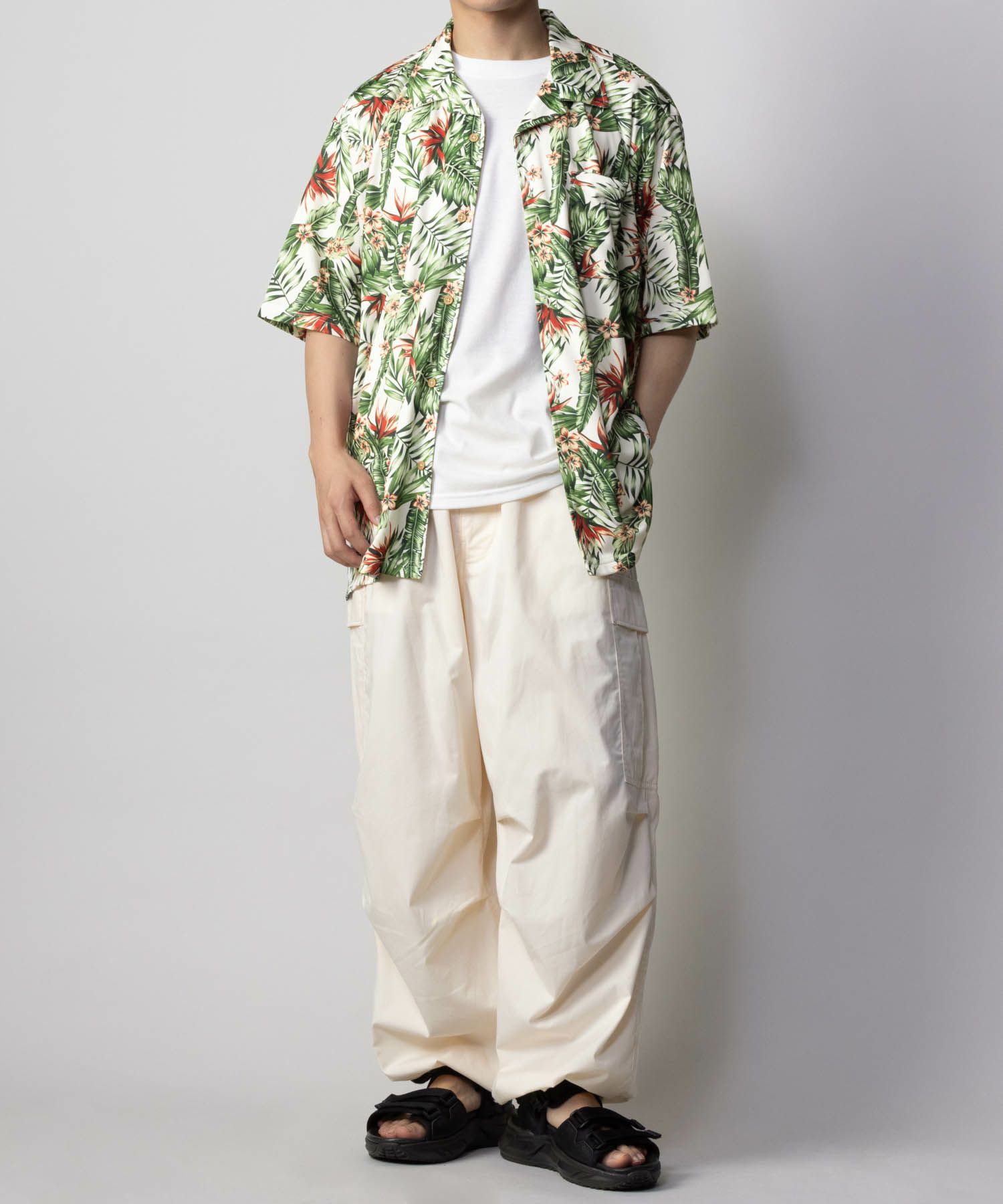 NAVY SARARI メッシュアロハシャツアンサンブル メンズ