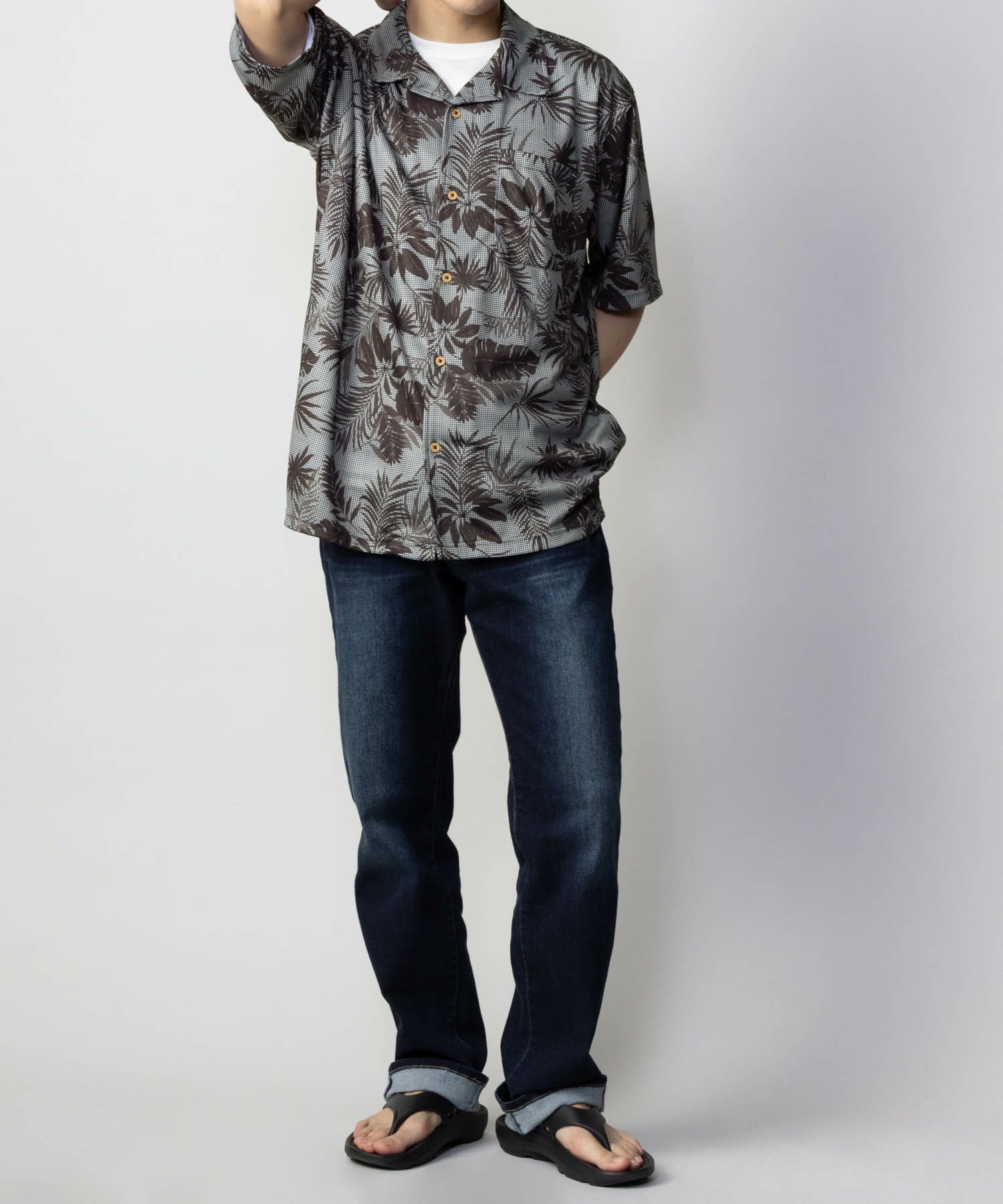 NAVY SARARI メッシュアロハシャツアンサンブル メンズ