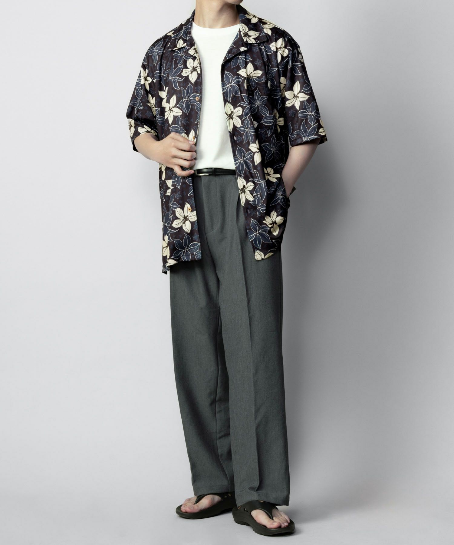 NAVY SARARI メッシュアロハシャツアンサンブル メンズ