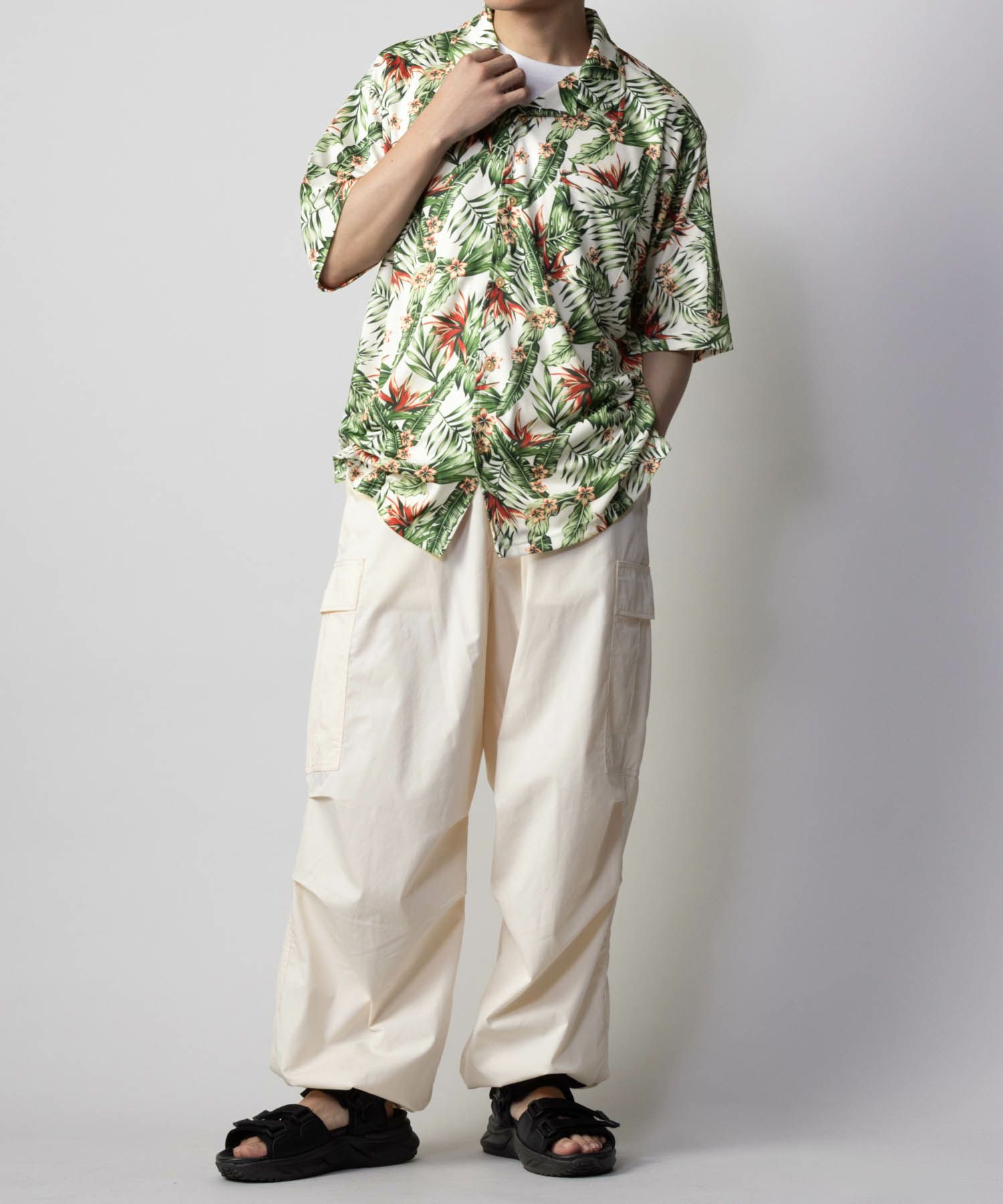 NAVY SARARI メッシュアロハシャツアンサンブル メンズ