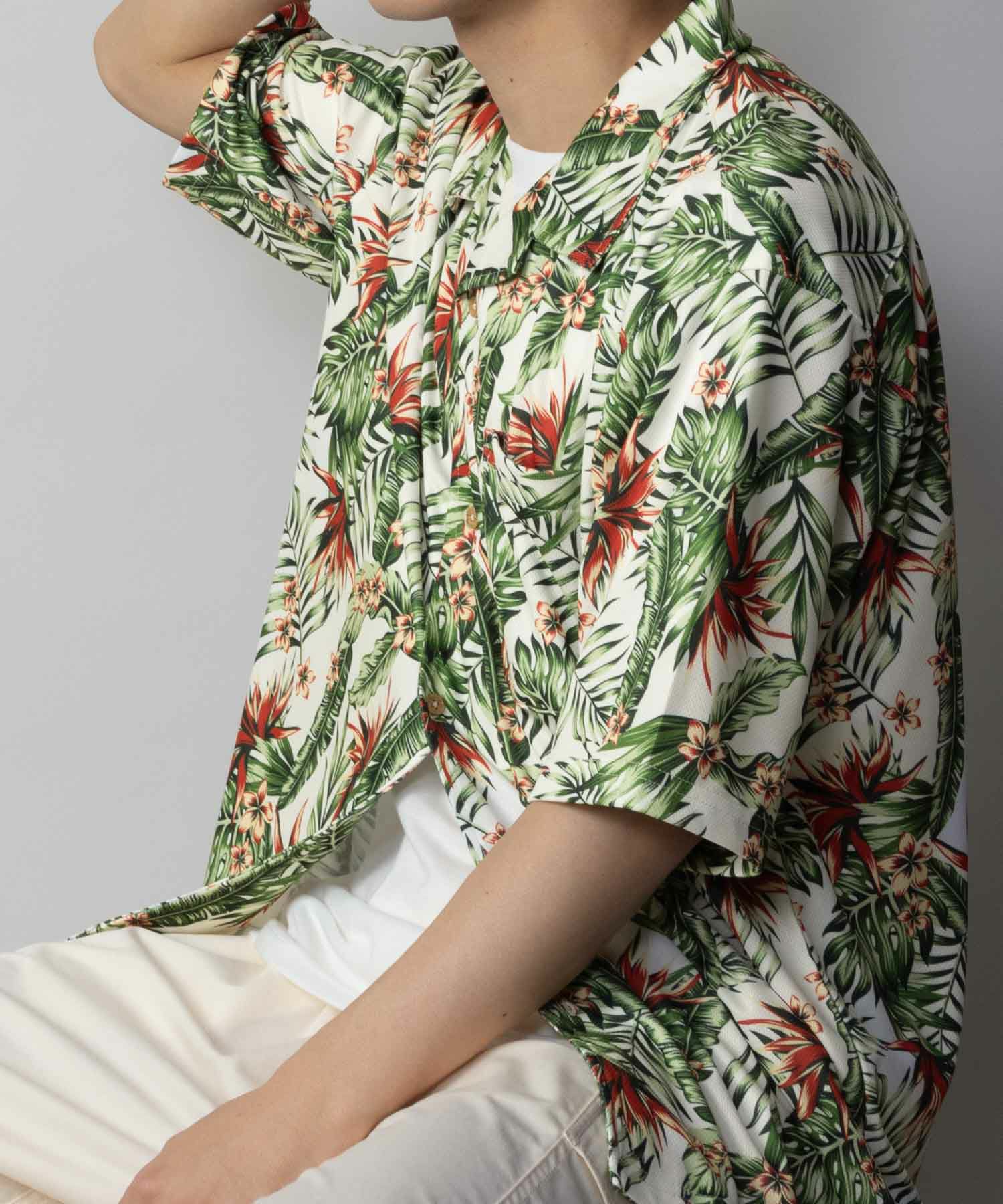 NAVY SARARI メッシュアロハシャツアンサンブル メンズ