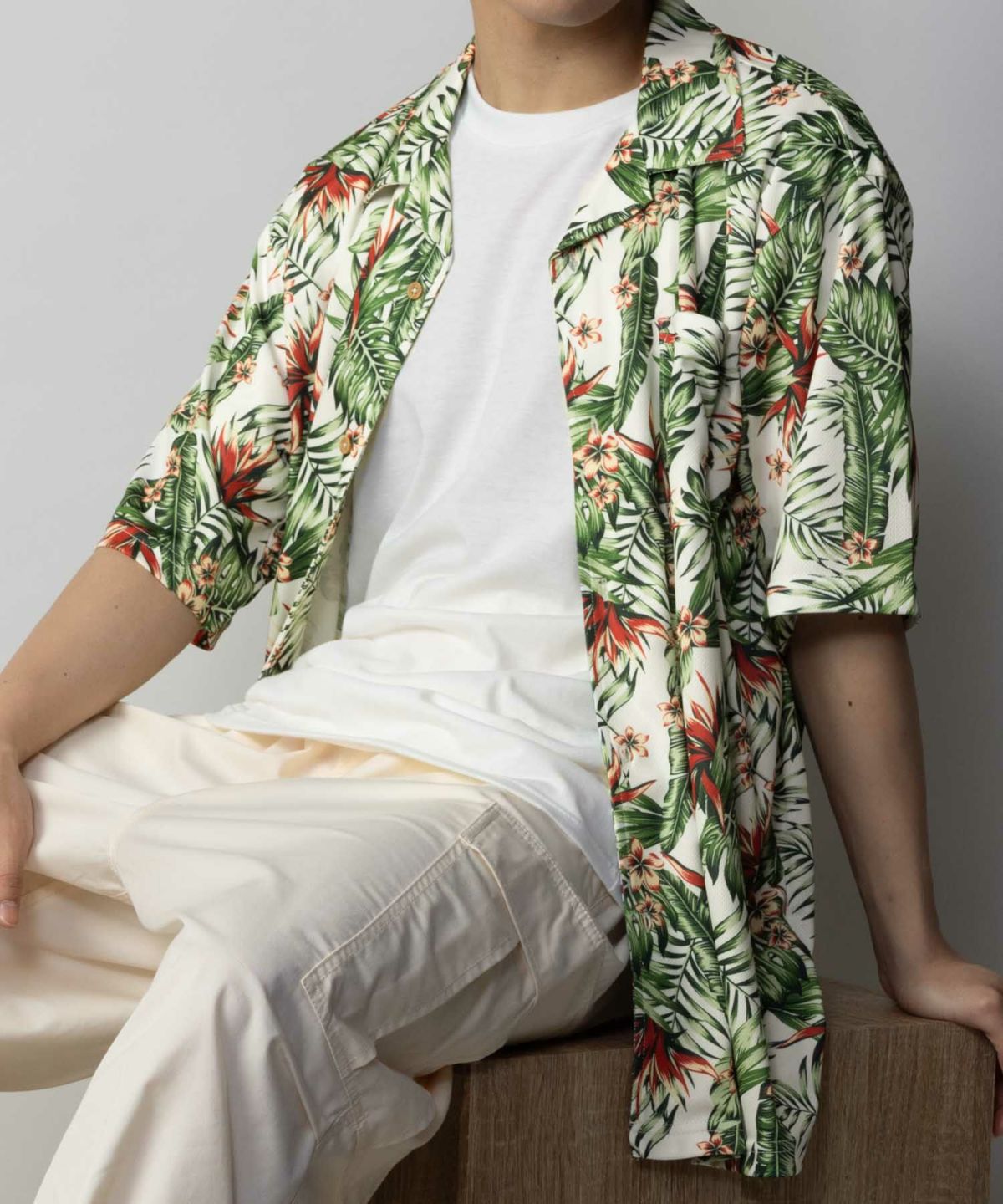 NAVY SARARI メッシュアロハシャツアンサンブル メンズ