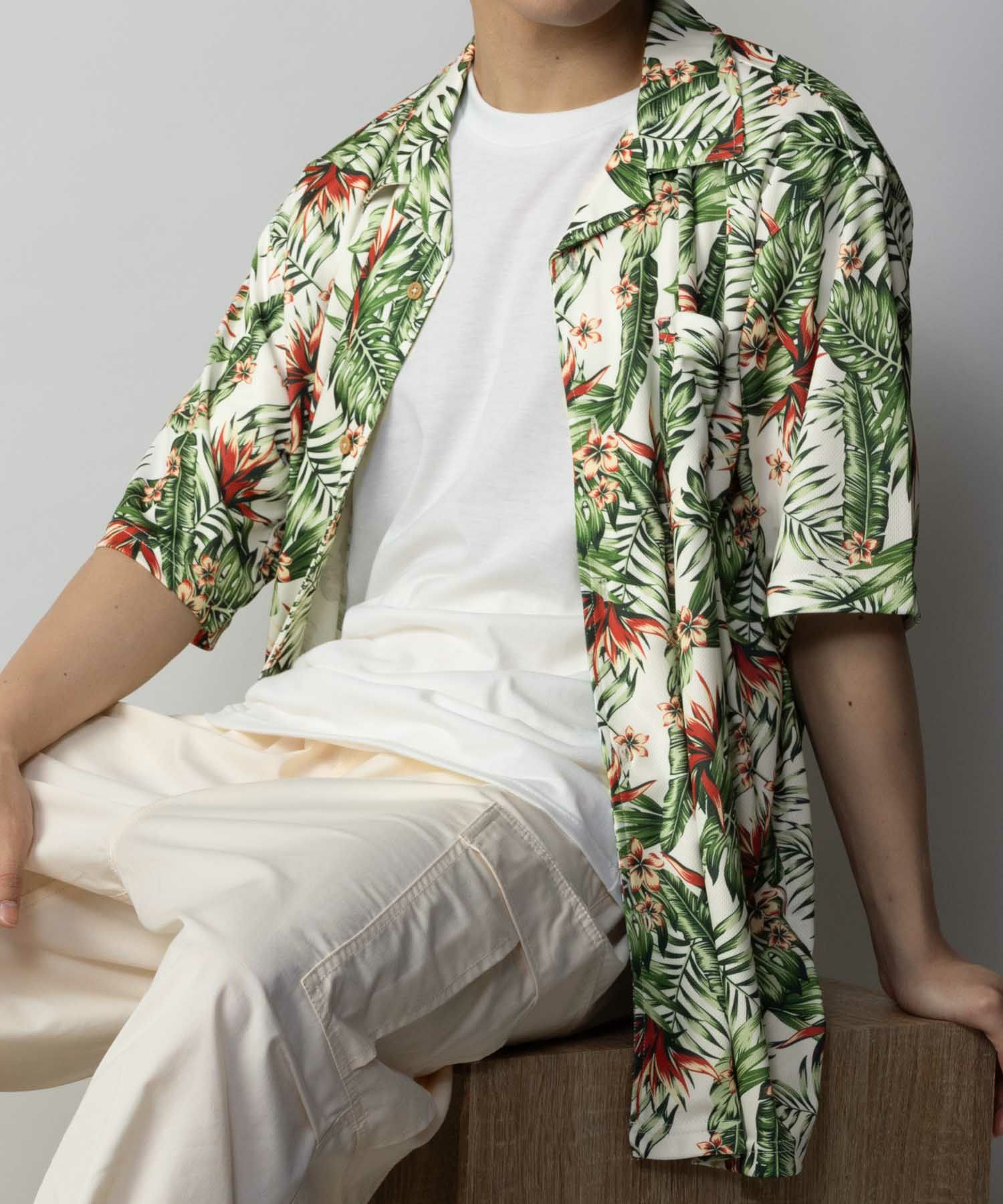 NAVY SARARI メッシュアロハシャツアンサンブル メンズ