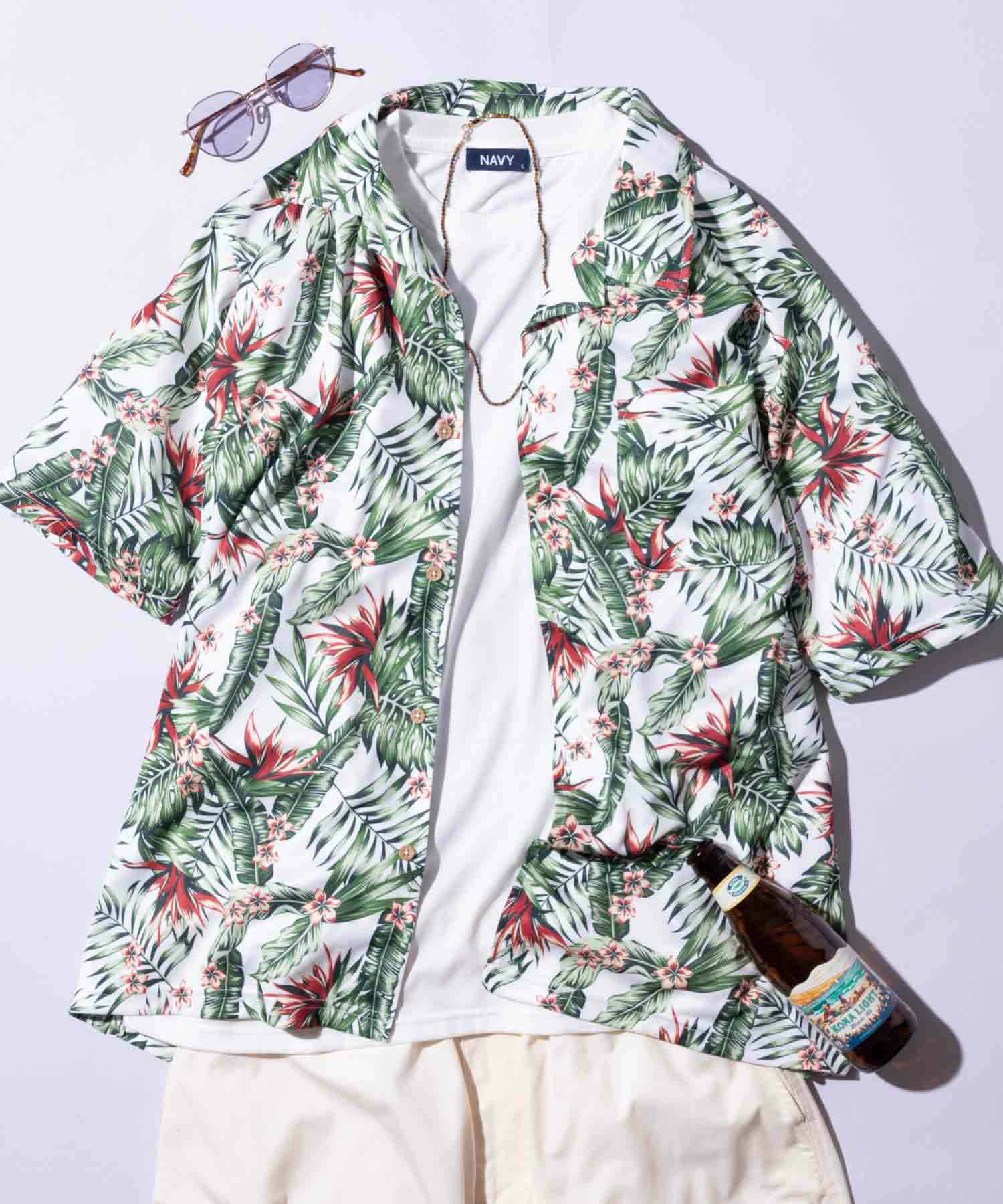 NAVY SARARI メッシュアロハシャツアンサンブル メンズ