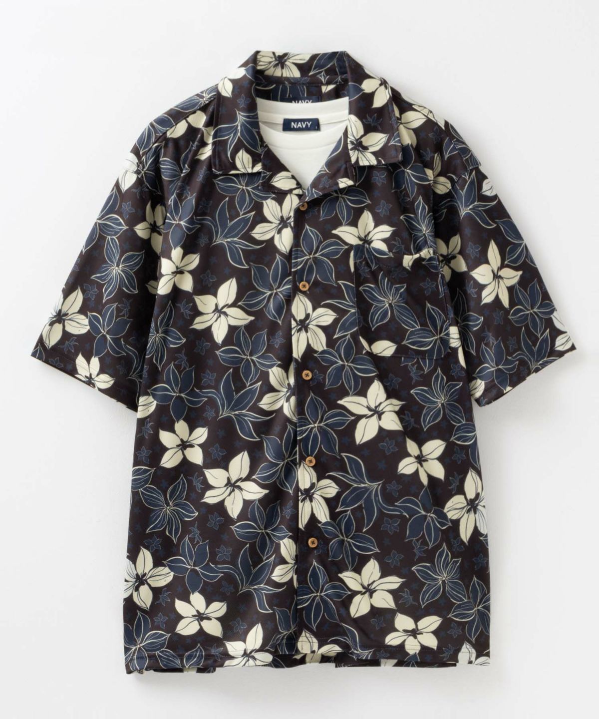 NAVY SARARI メッシュアロハシャツアンサンブル メンズ