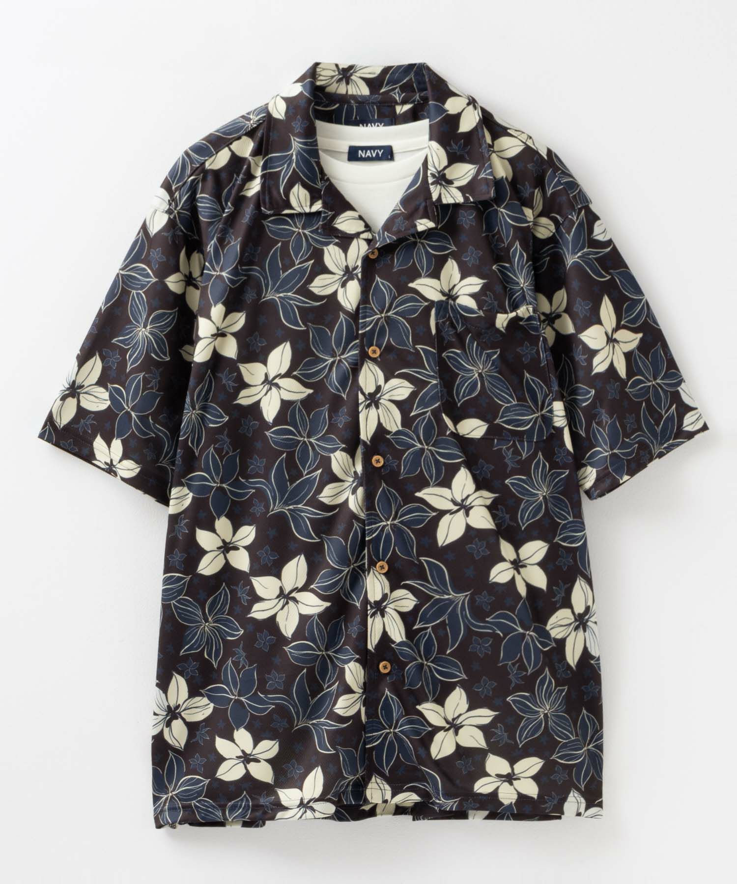 NAVY SARARI メッシュアロハシャツアンサンブル メンズ