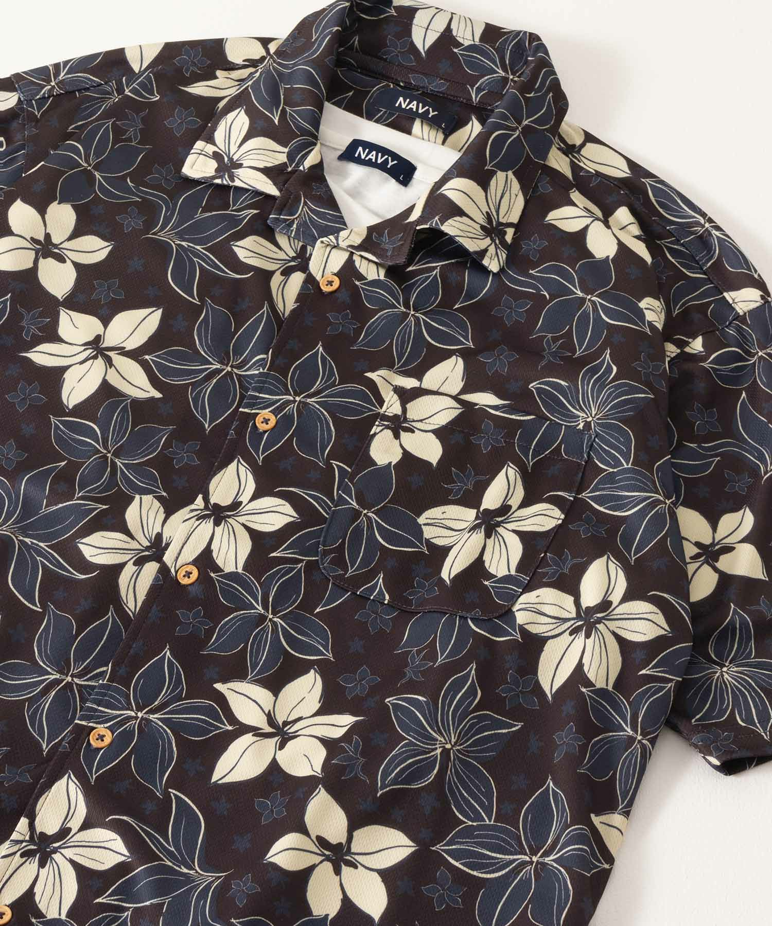 NAVY SARARI メッシュアロハシャツアンサンブル メンズ