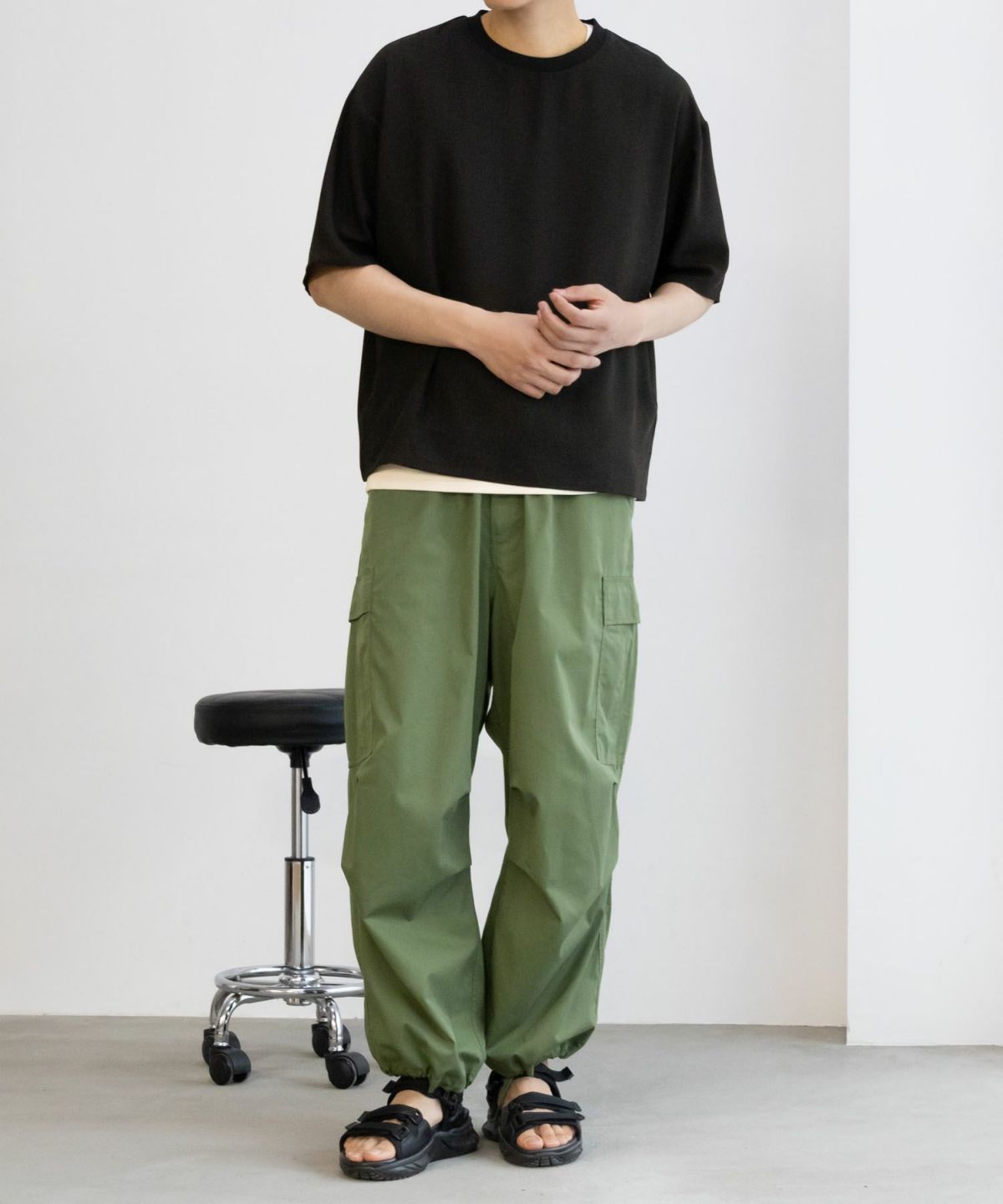 NAVY 麻調クルーネックアンサンブル メンズ