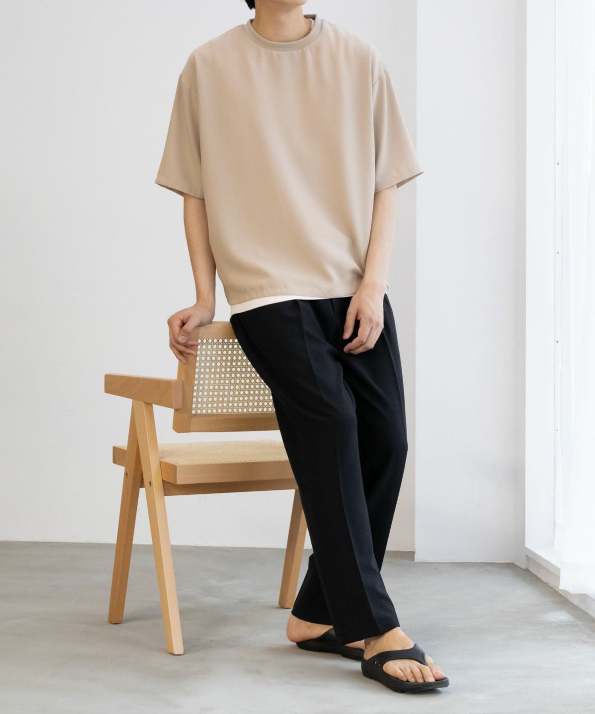 NAVY 麻調クルーネックアンサンブル メンズ