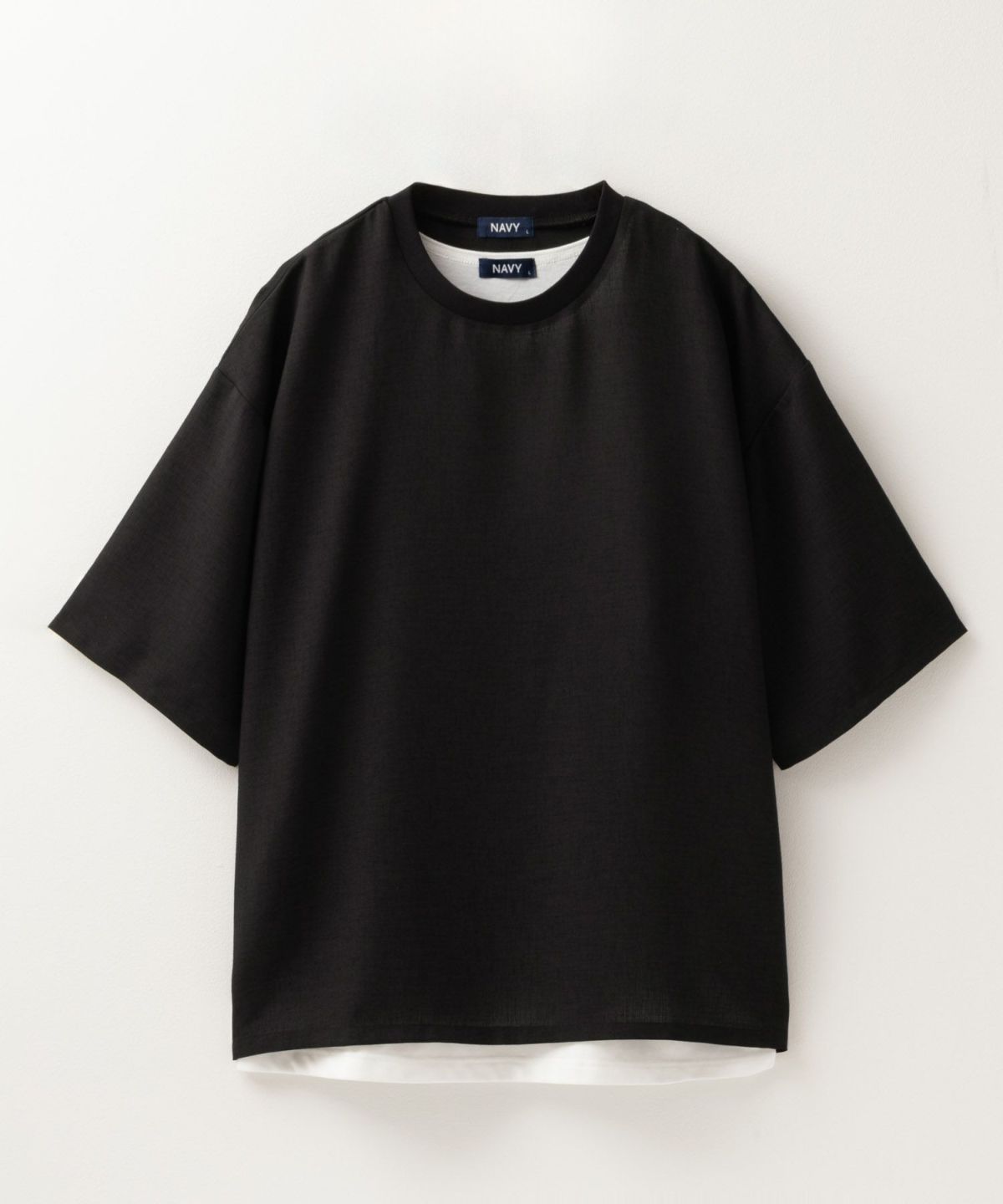 NAVY 麻調クルーネックアンサンブル メンズ