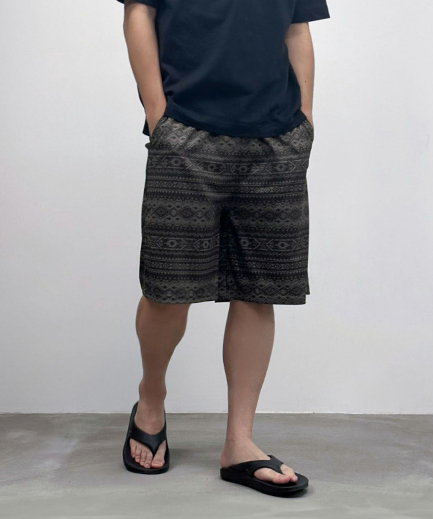 NAVY  メッシュ総柄ハーフパンツ メンズ商品画像-3