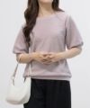 NAVY 花柄ジャガード5分袖プルオーバー レディース
