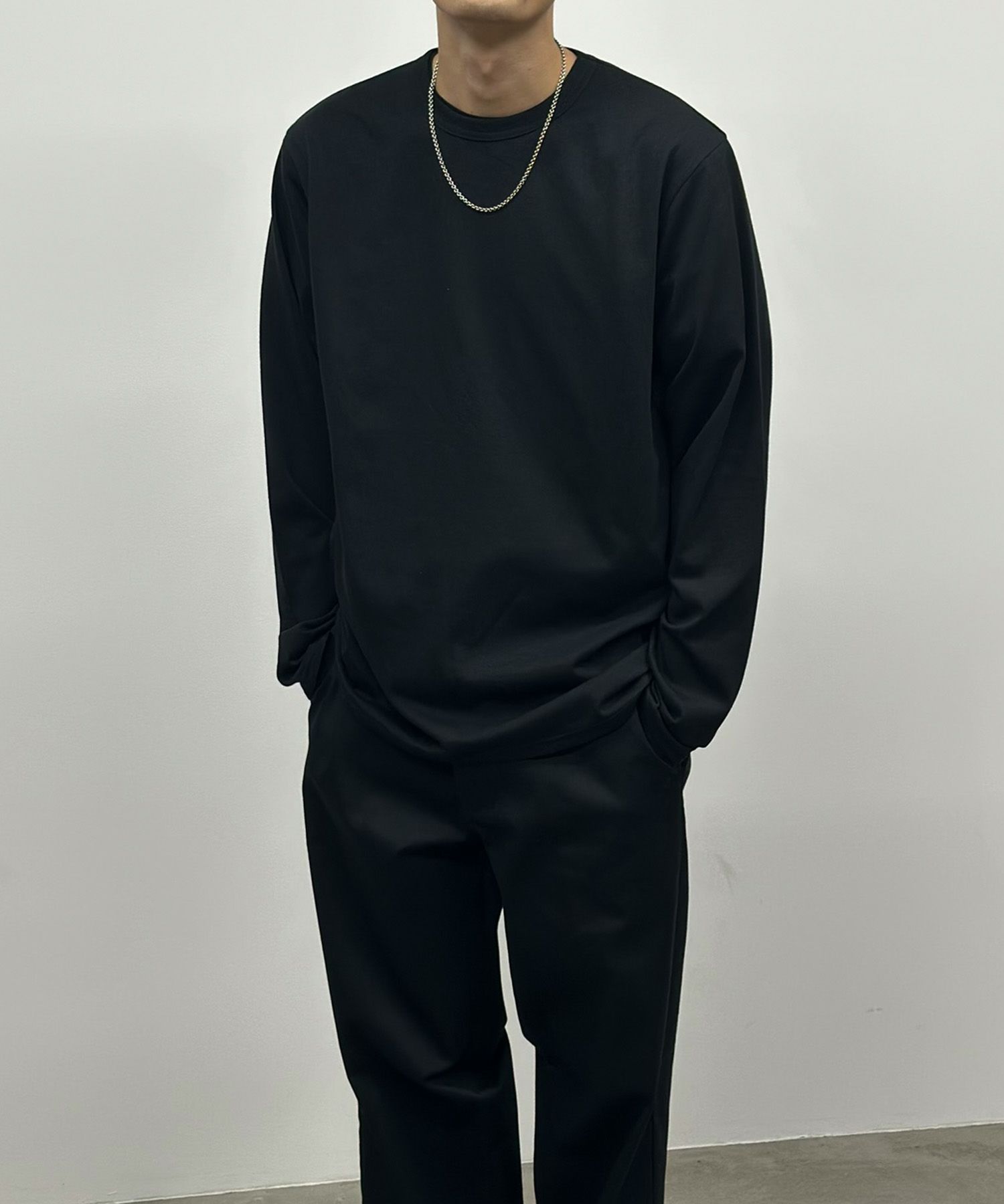 NAVY  天竺クルーネック長袖Tシャツ メンズ商品サムネイル-4