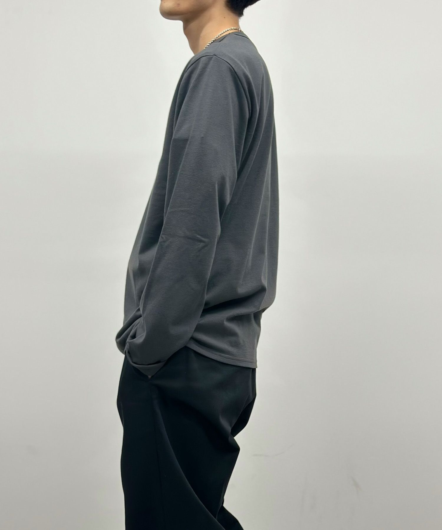 NAVY  天竺クルーネック長袖Tシャツ メンズ商品サムネイル-8