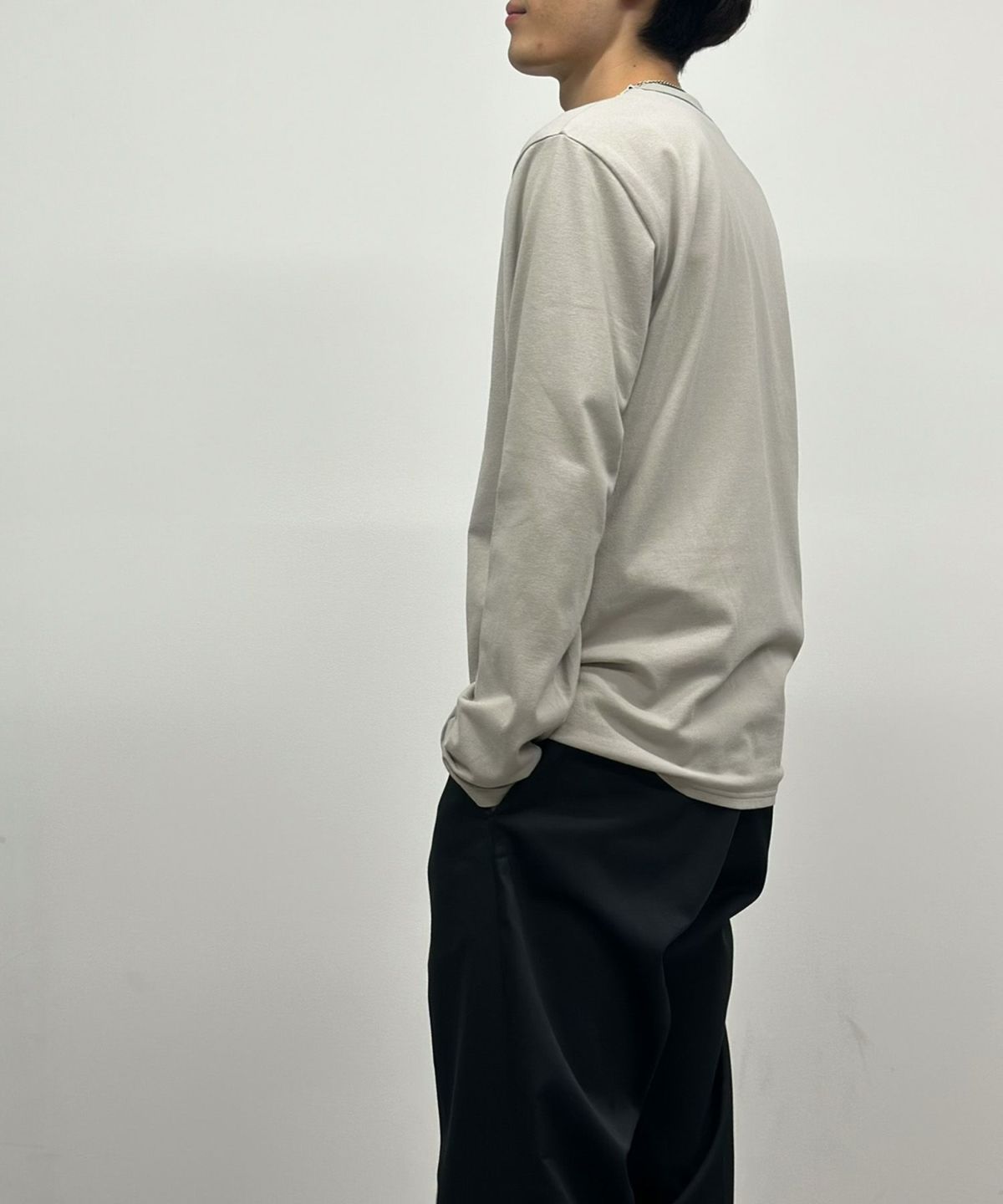 NAVY 天竺クルーネック長袖Tシャツ メンズ