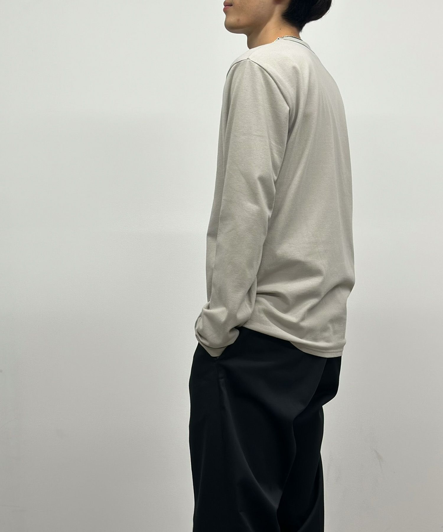 NAVY 天竺クルーネック長袖Tシャツ メンズ