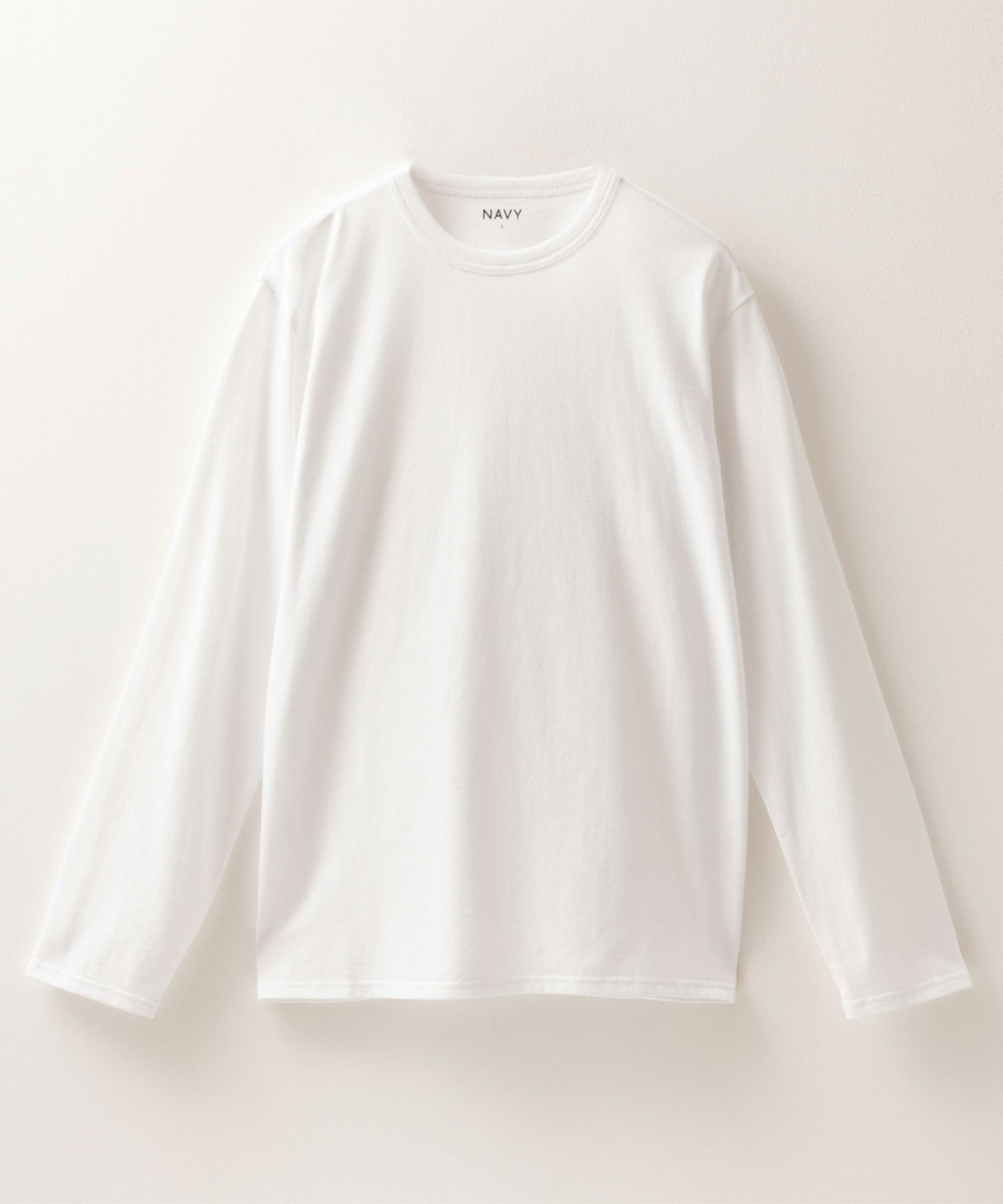 NAVY 天竺クルーネック長袖Tシャツ メンズ