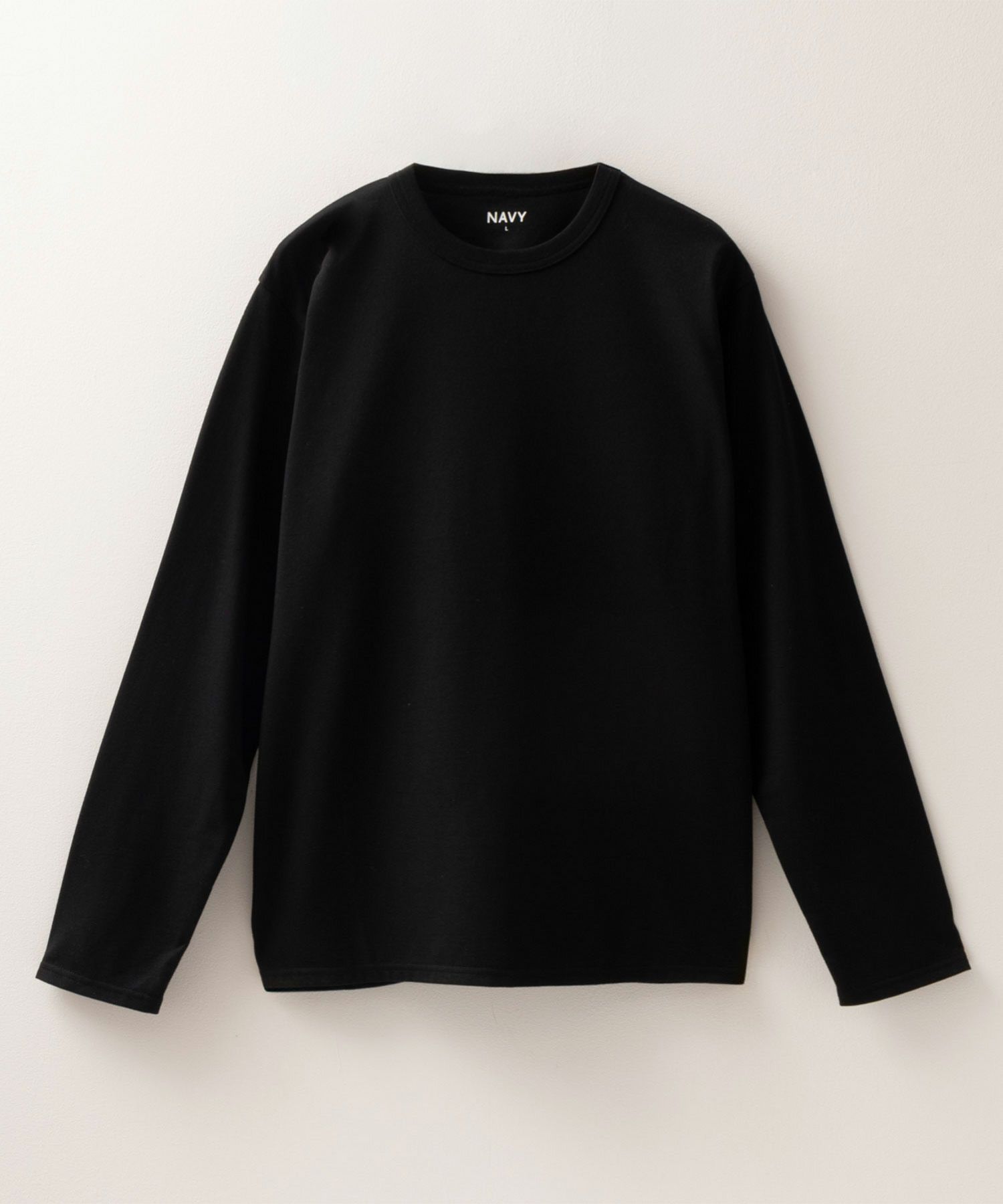 NAVY 天竺クルーネック長袖Tシャツ メンズ