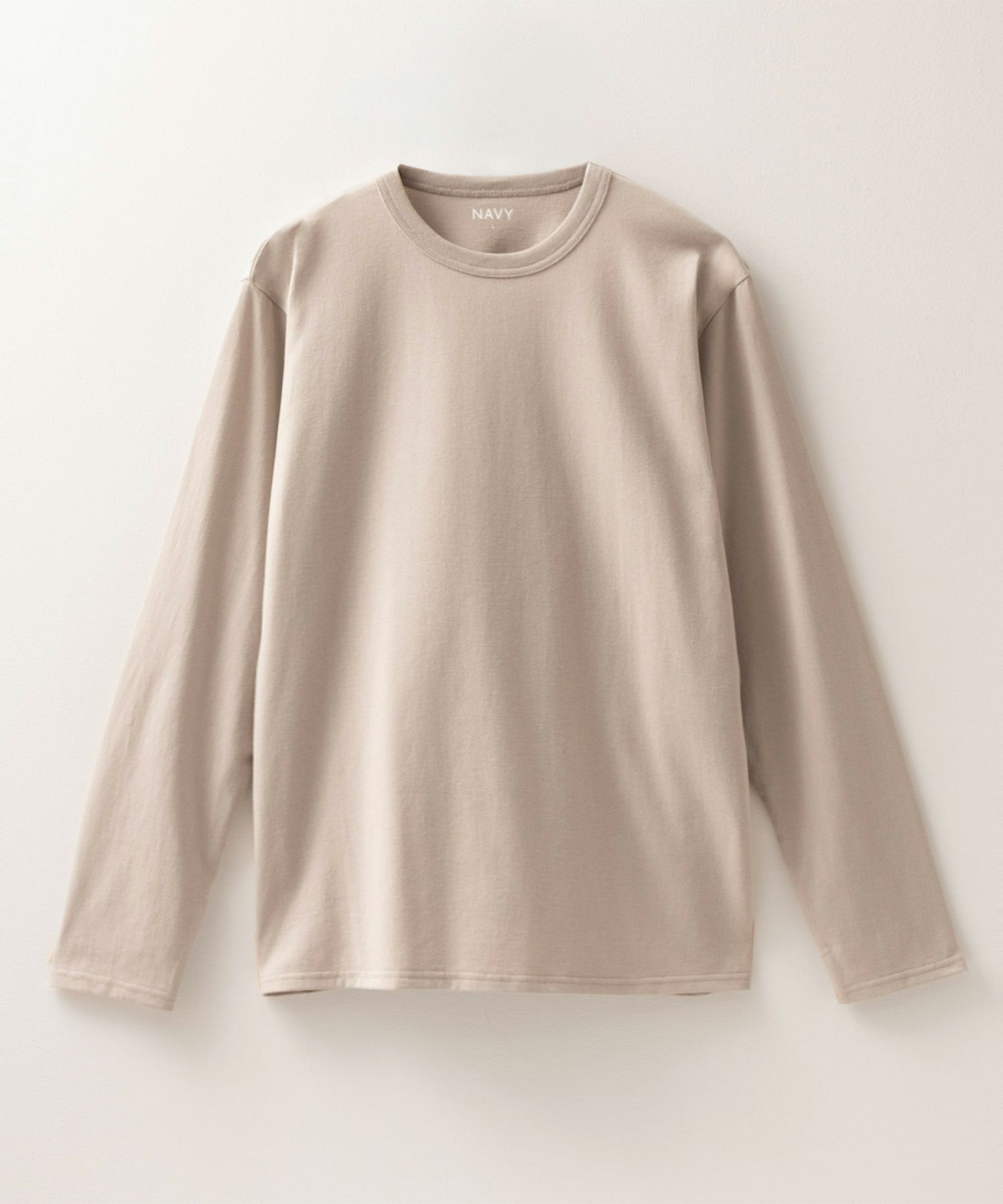 NAVY 天竺クルーネック長袖Tシャツ メンズ