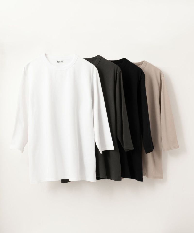 NAVY  天竺クルーネック7分袖Tシャツ メンズ商品画像-1