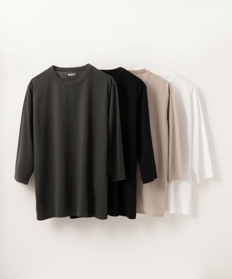 NAVY  天竺クルーネック7分袖Tシャツ メンズ商品画像-2
