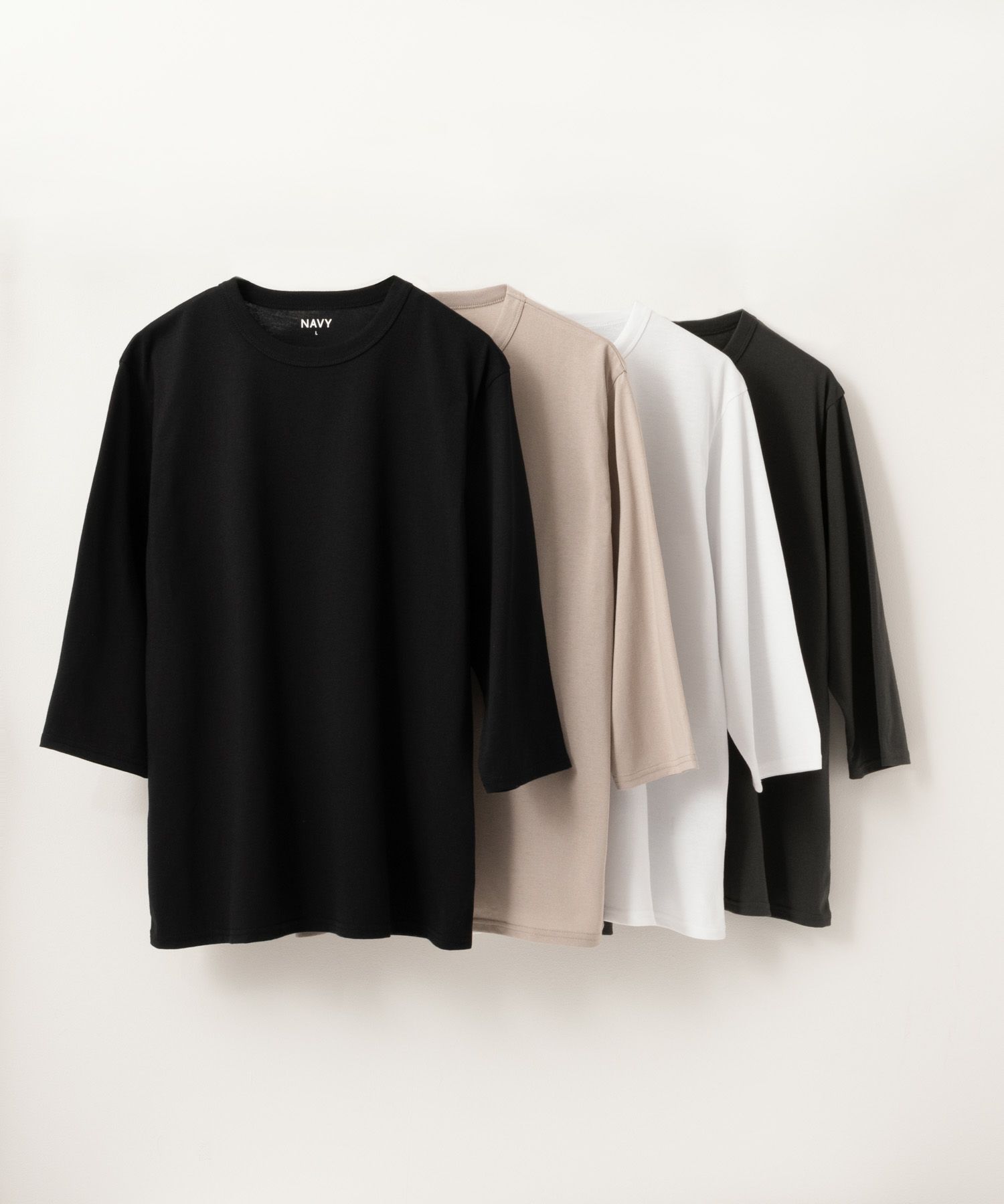 NAVY  天竺クルーネック7分袖Tシャツ メンズ商品画像-3