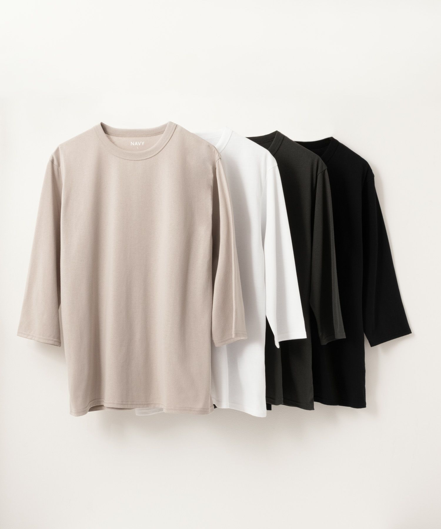 NAVY 天竺クルーネック7分袖Tシャツ メンズ 