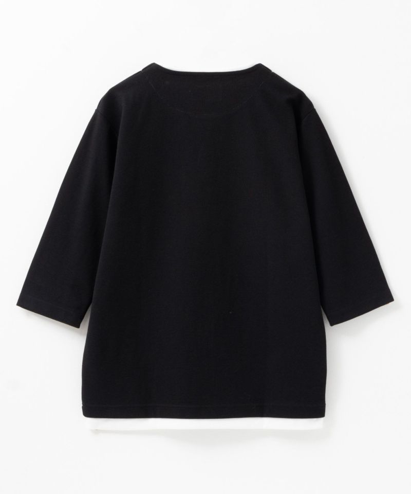 NAVY 冷感キーネックフェイクレイヤード7分袖カットソー メンズ商品画像-5