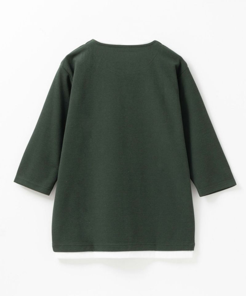 NAVY 冷感キーネックフェイクレイヤード7分袖カットソー メンズ商品画像-7