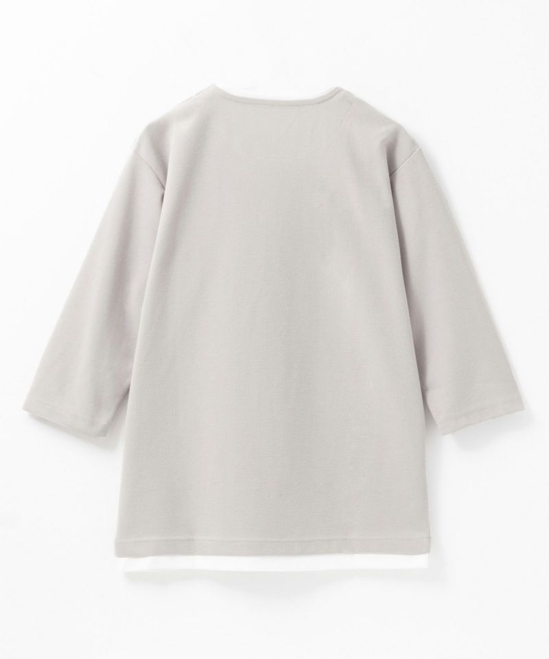 NAVY 冷感キーネックフェイクレイヤード7分袖カットソー メンズ商品画像-9