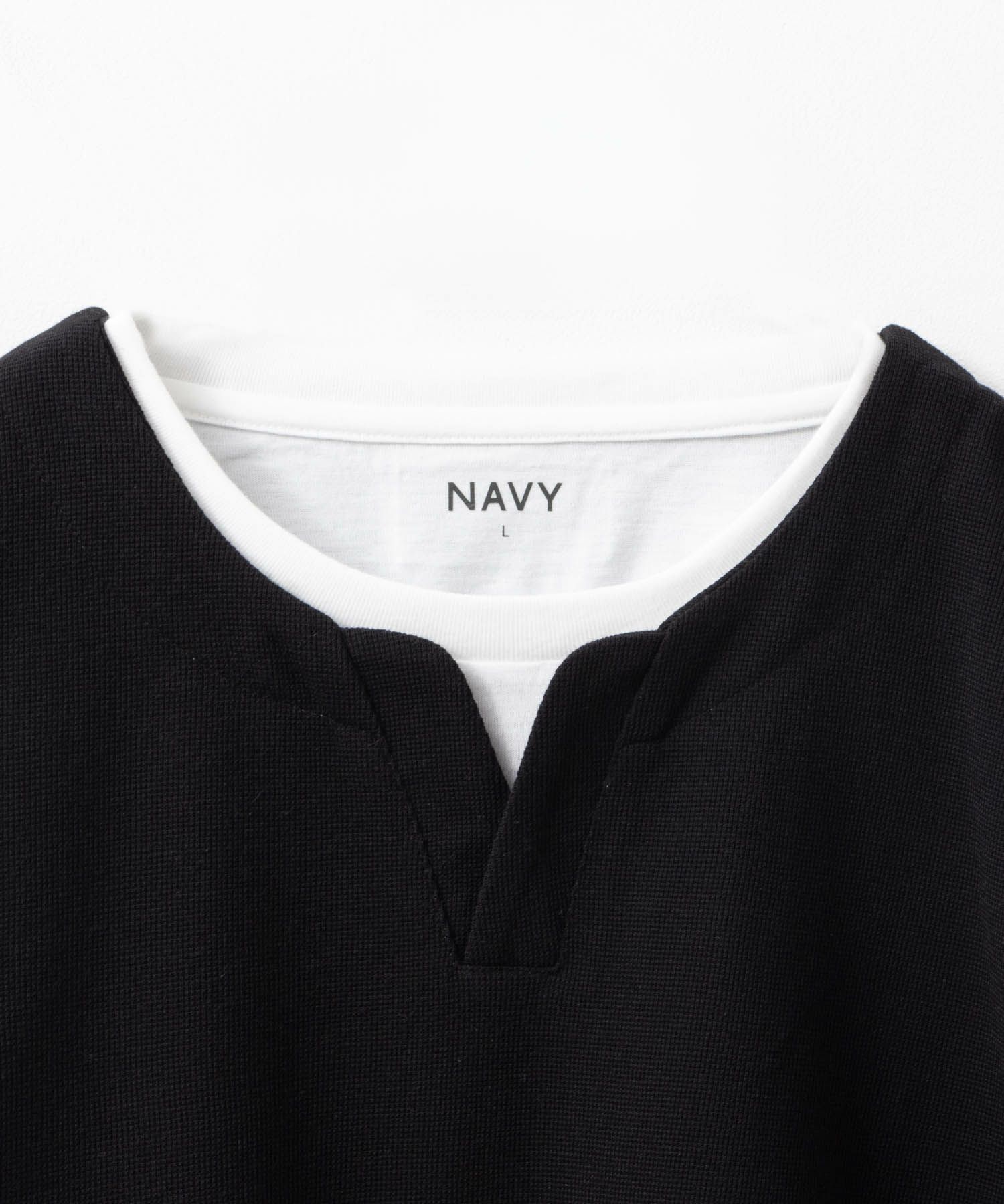 NAVY 冷感キーネックフェイクレイヤード7分袖カットソー メンズ商品サムネイル-10
