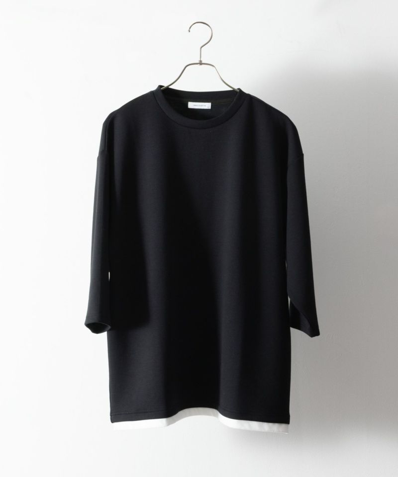 URBAN COLLECTION  エアスムージー ポンチ素材 フェイクレイヤード7分袖Tシャツ メンズ商品画像-1