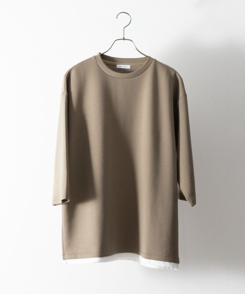 URBAN COLLECTION  エアスムージー ポンチ素材 フェイクレイヤード7分袖Tシャツ メンズ商品画像-2