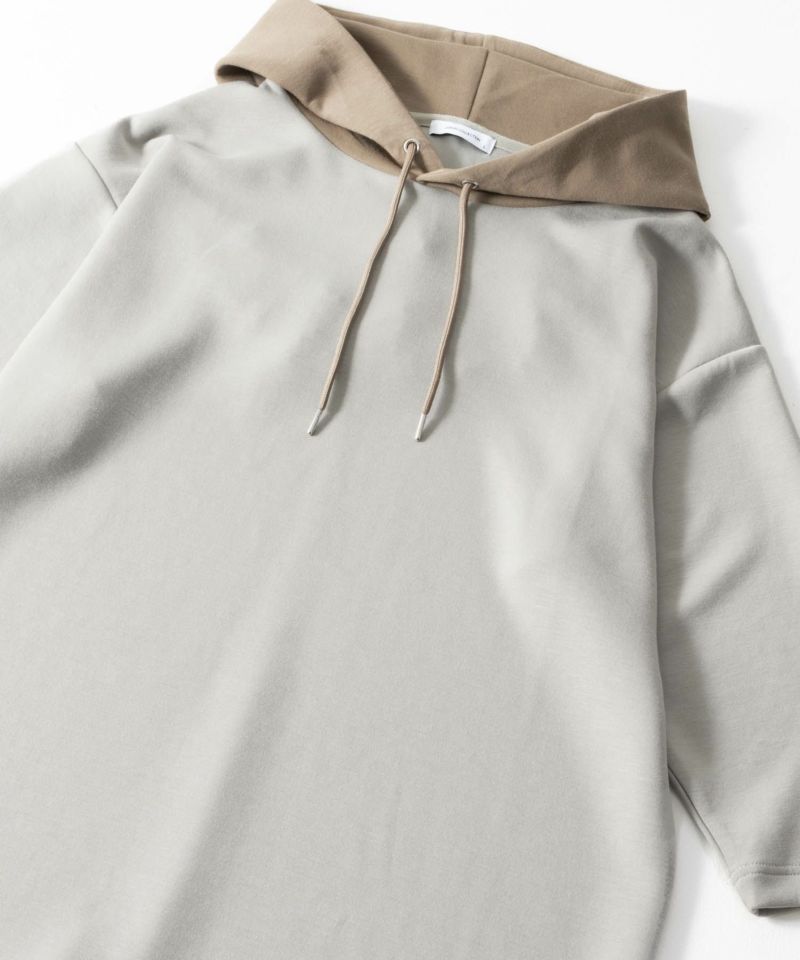 URBAN COLLECTION  エアスムージー ポンチ素材 配色7分袖パーカー メンズ商品画像-2
