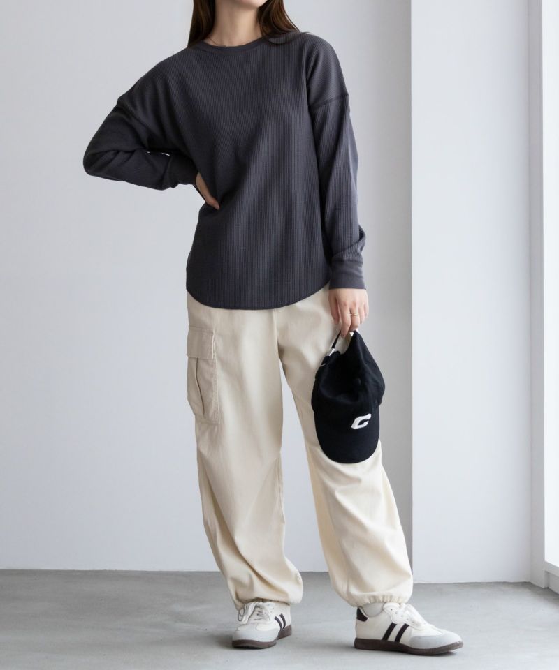 nAvy ワッフル長袖Tシャツ レディース