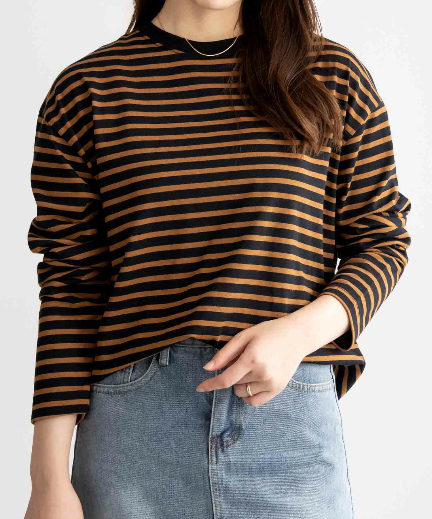 nAvy ボーダー長袖Tシャツ レディース