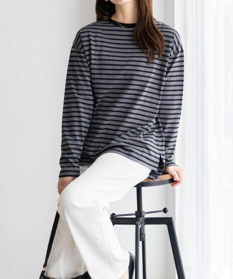 nAvy ボーダー長袖Tシャツ レディース