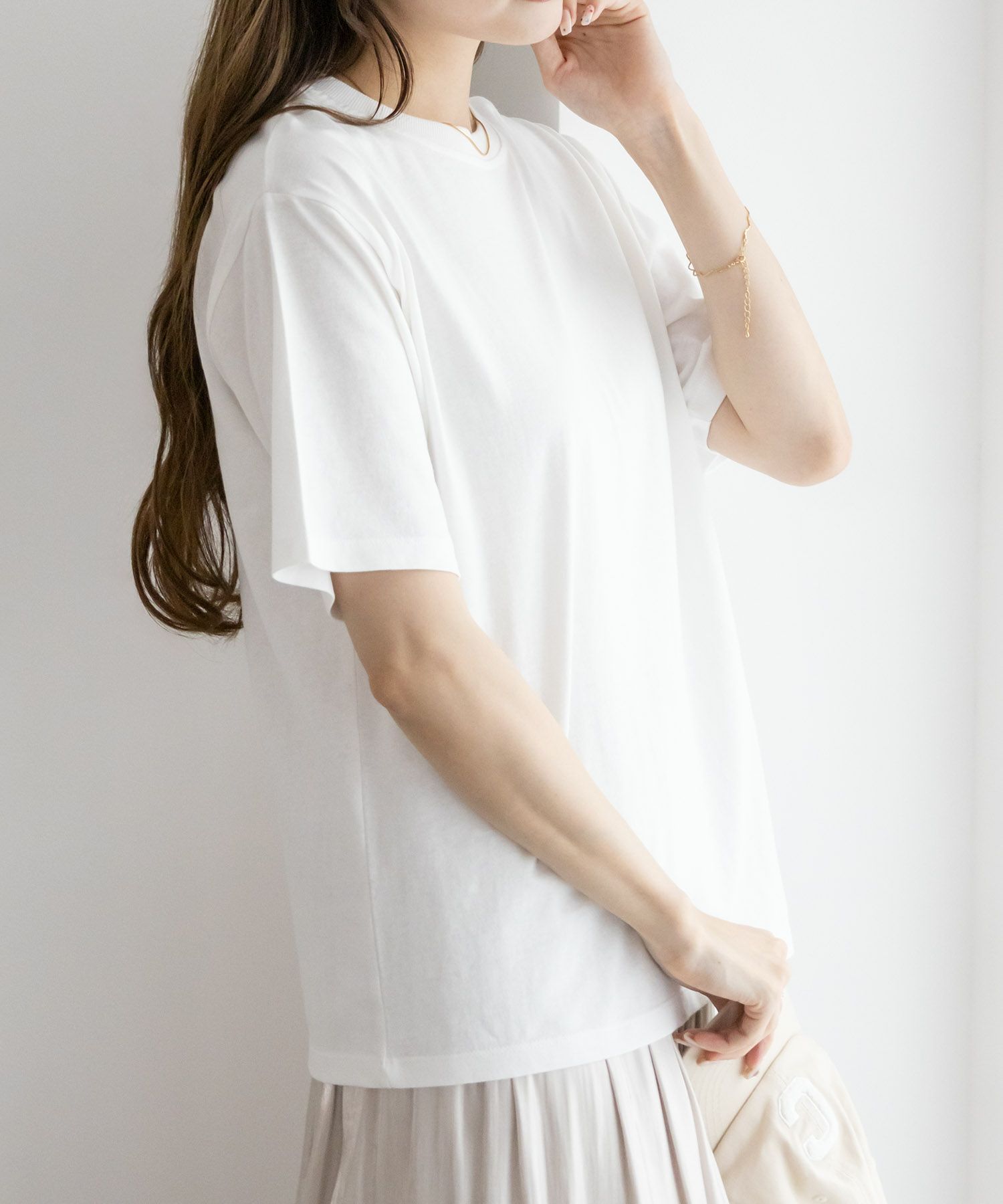 NAVY  抗菌加工 ベーシッククルーTシャツ レディース メール便 対応商品商品サムネイル-10